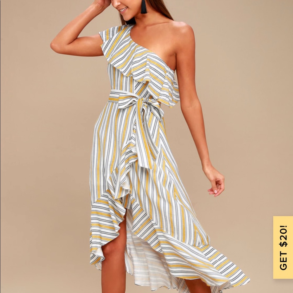 LuLus one shoulder midi dress